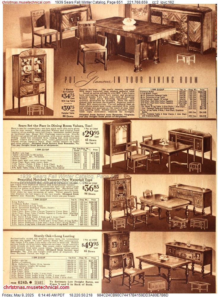 1939 Sears Fall Winter Catalog, Page 651