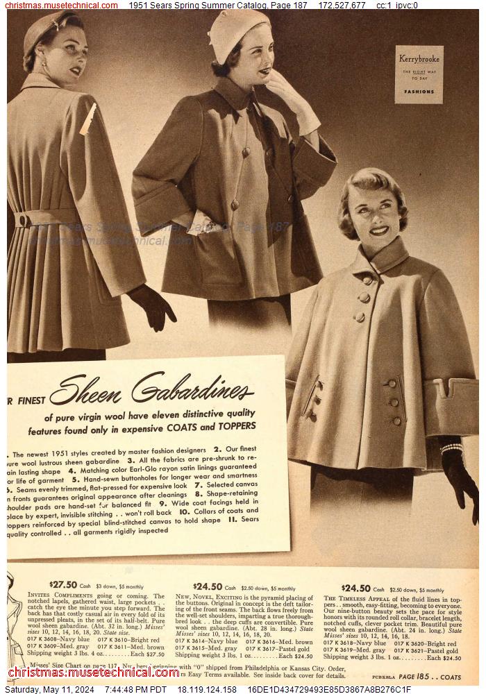 1951 Sears Spring Summer Catalog, Page 187