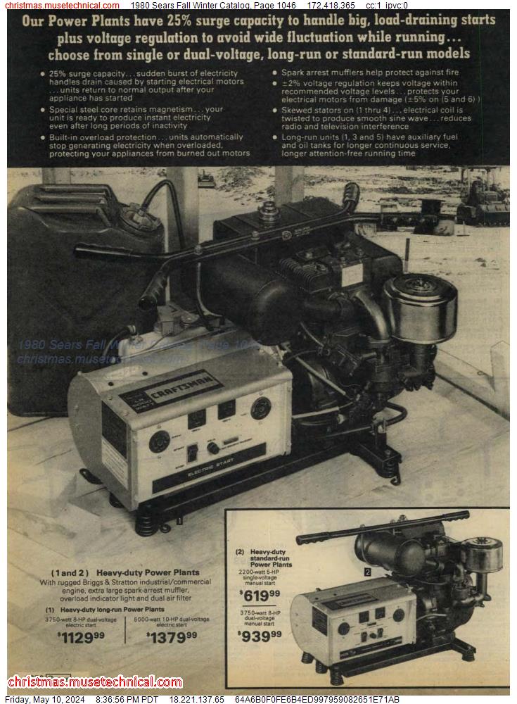 1980 Sears Fall Winter Catalog, Page 1046