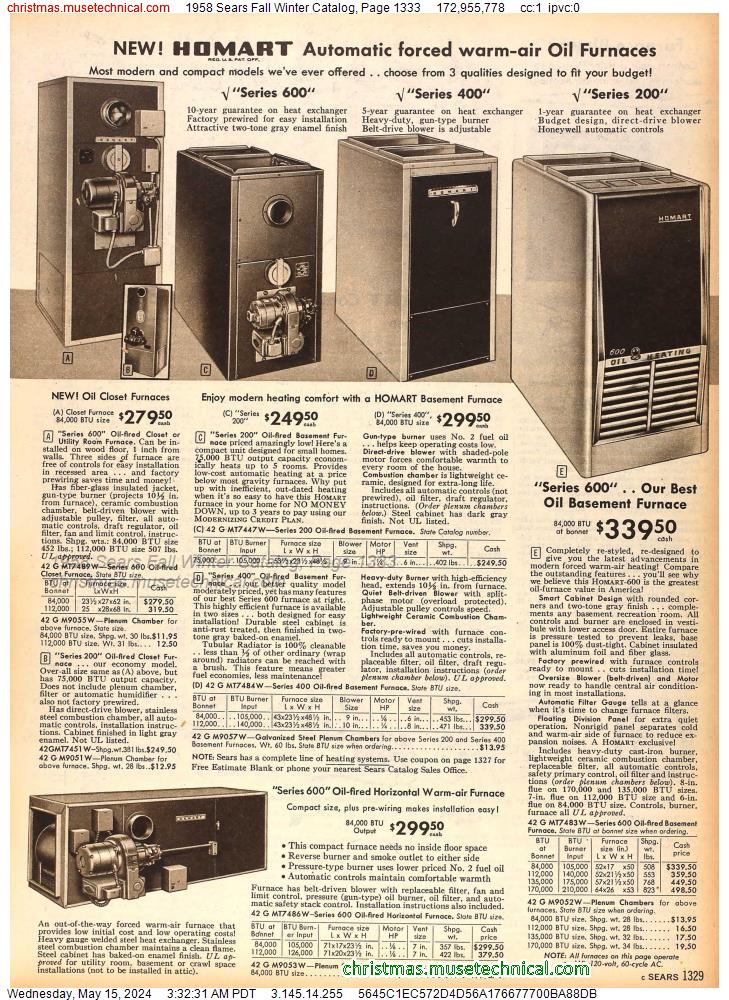 1958 Sears Fall Winter Catalog, Page 1333