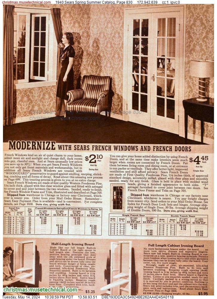 1940 Sears Spring Summer Catalog, Page 830