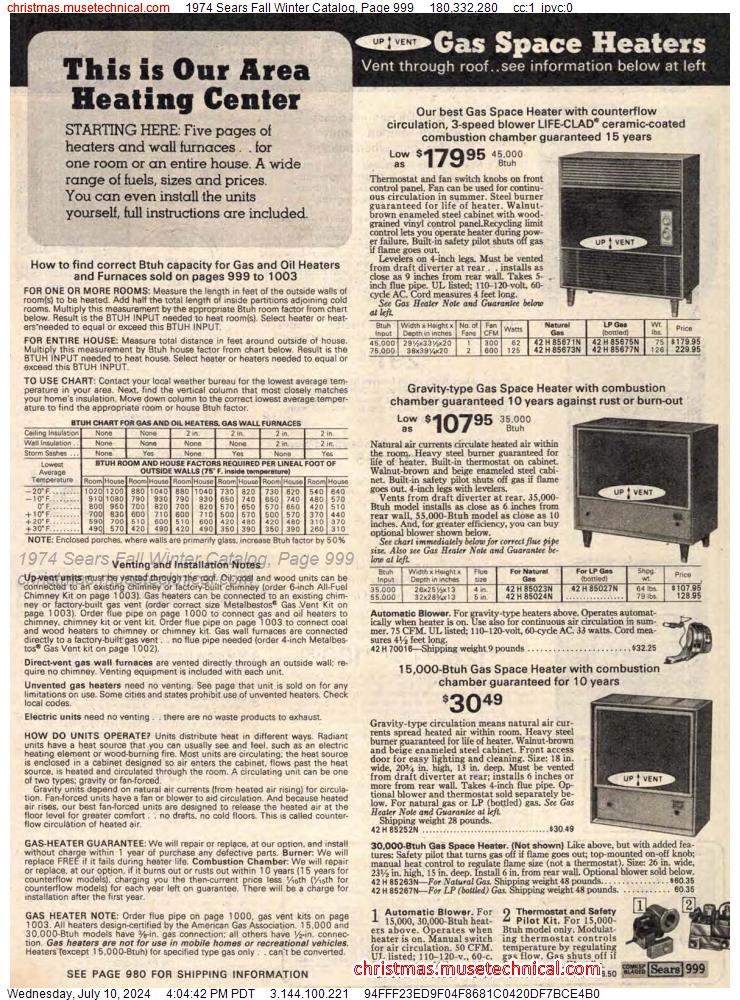 1974 Sears Fall Winter Catalog, Page 999