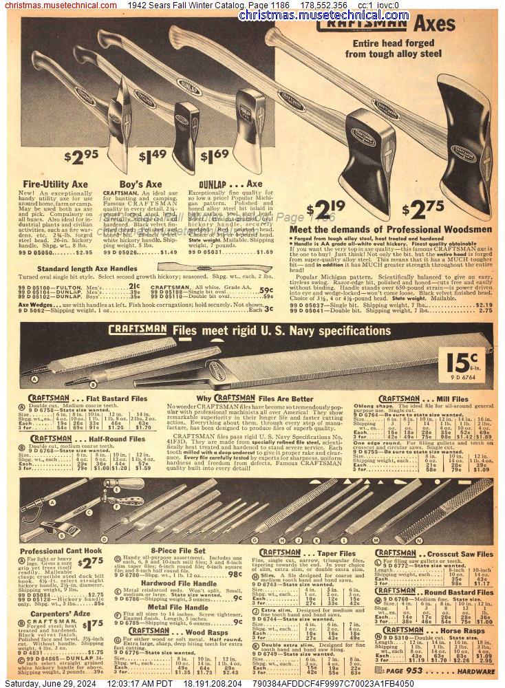 1942 Sears Fall Winter Catalog, Page 1186