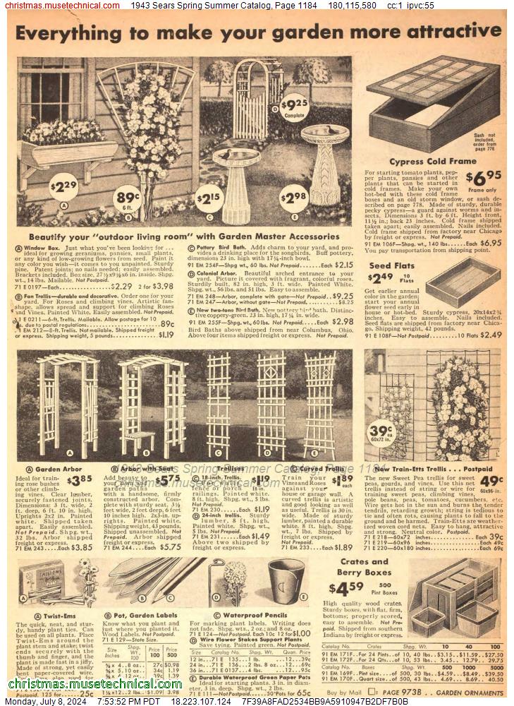 1943 Sears Spring Summer Catalog, Page 1184