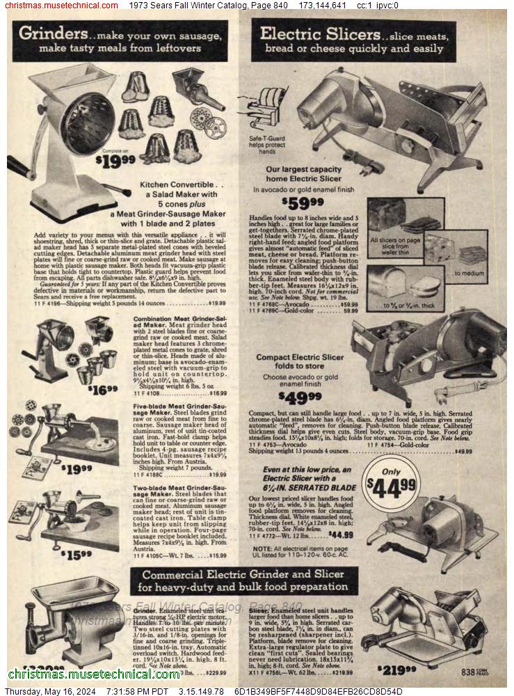 1973 Sears Fall Winter Catalog, Page 840