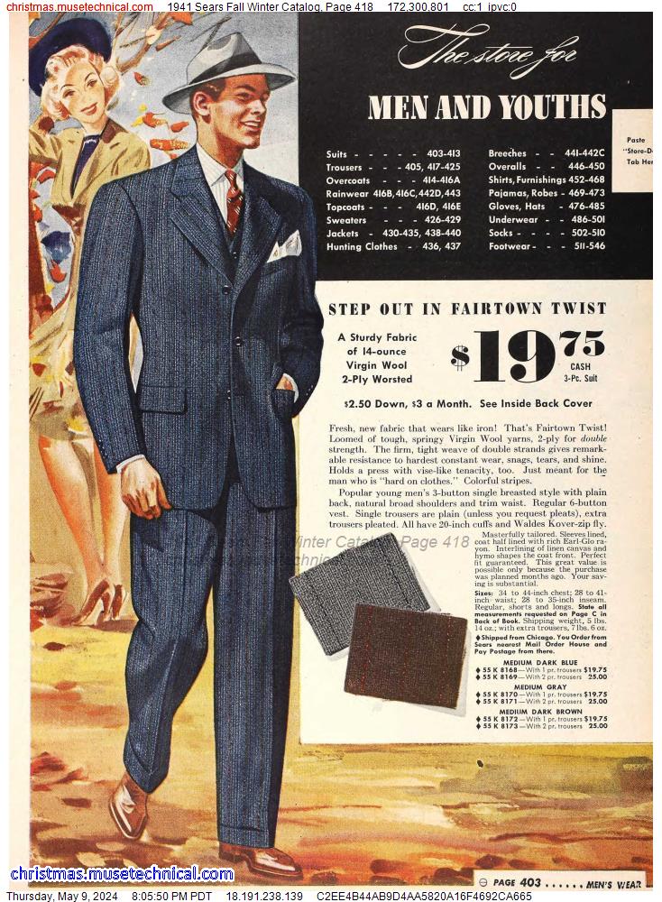 1941 Sears Fall Winter Catalog, Page 418