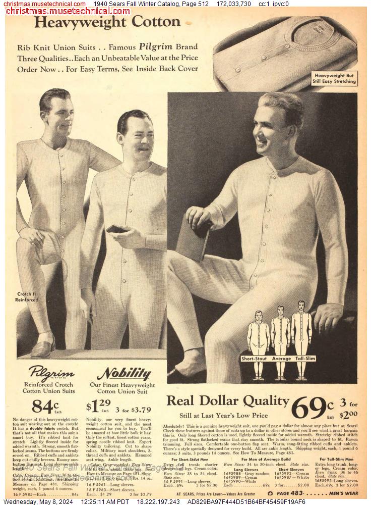 1940 Sears Fall Winter Catalog, Page 512