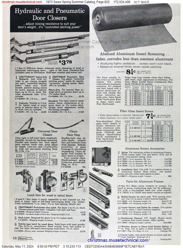 1973 Sears Spring Summer Catalog, Page 825