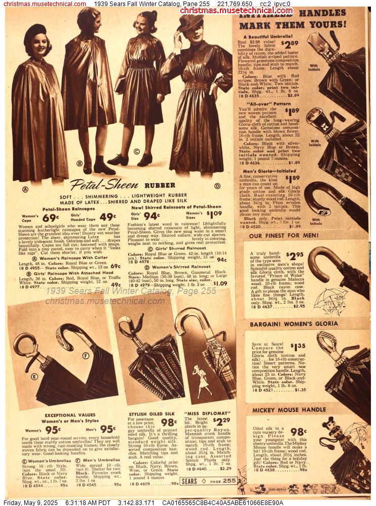 1939 Sears Fall Winter Catalog, Page 255