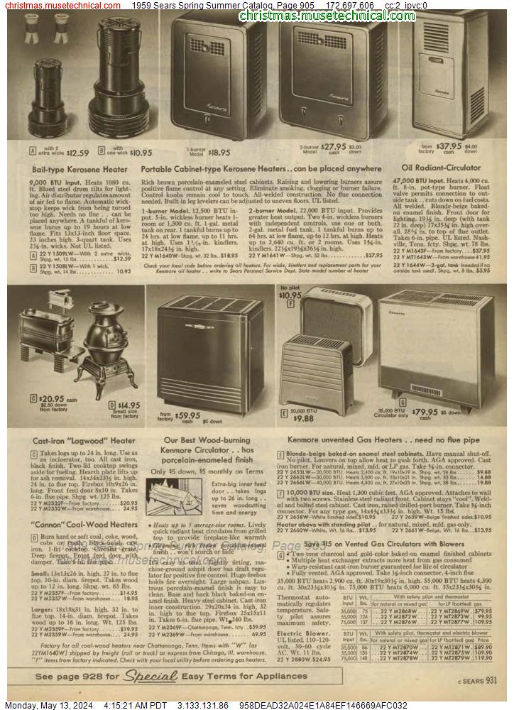1959 Sears Spring Summer Catalog, Page 905