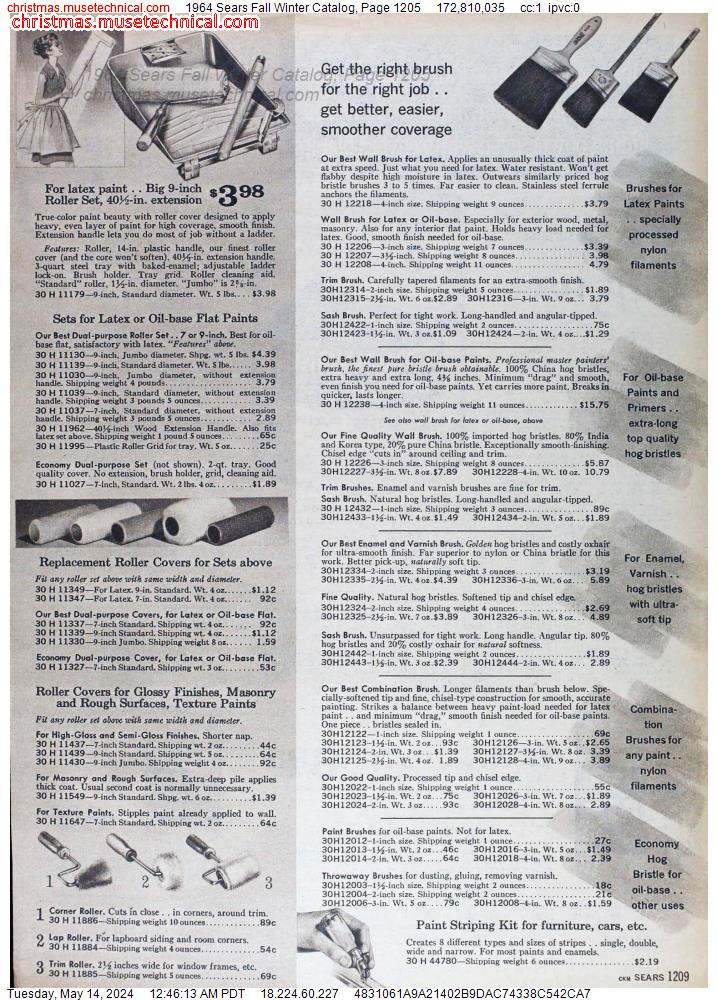 1964 Sears Fall Winter Catalog, Page 1205