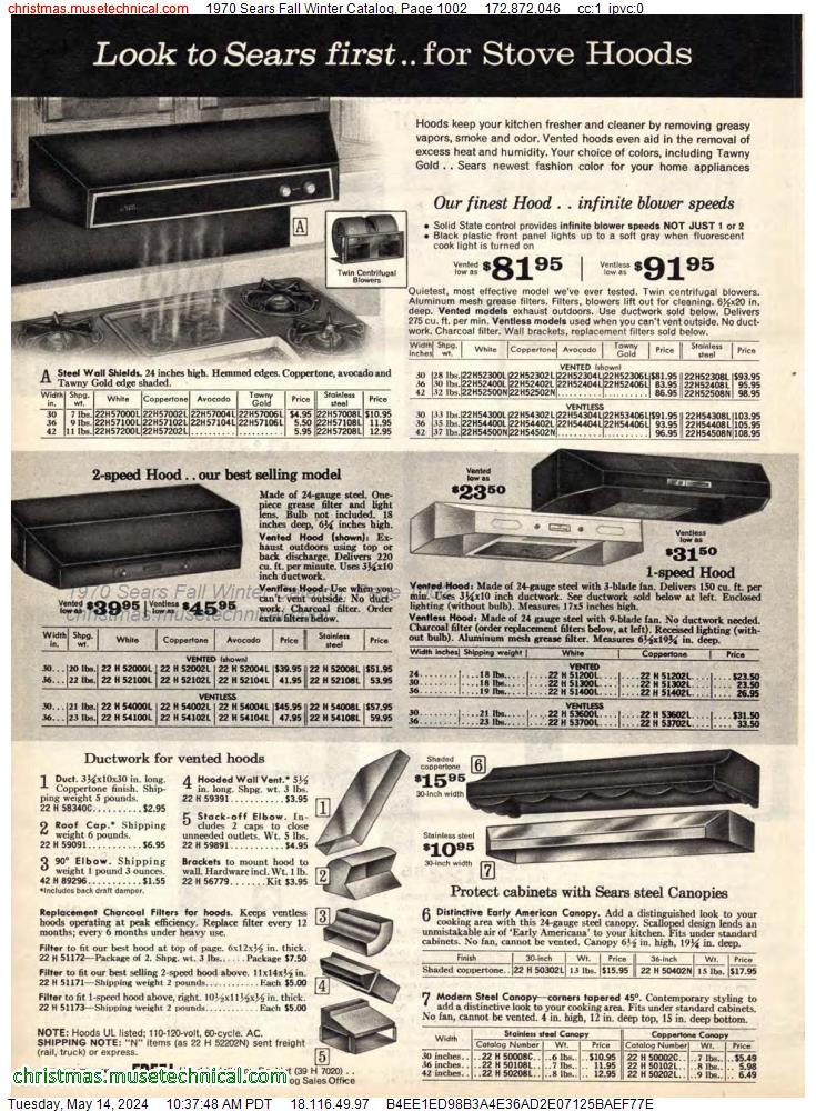1970 Sears Fall Winter Catalog, Page 1002