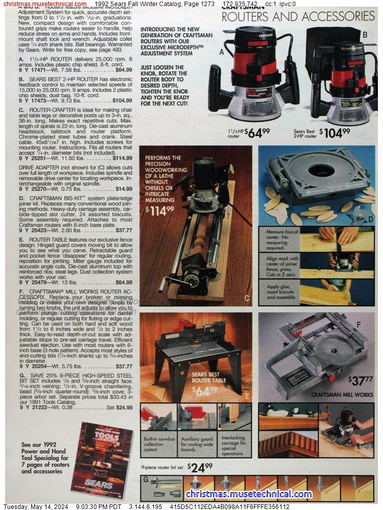 1992 Sears Fall Winter Catalog, Page 1273