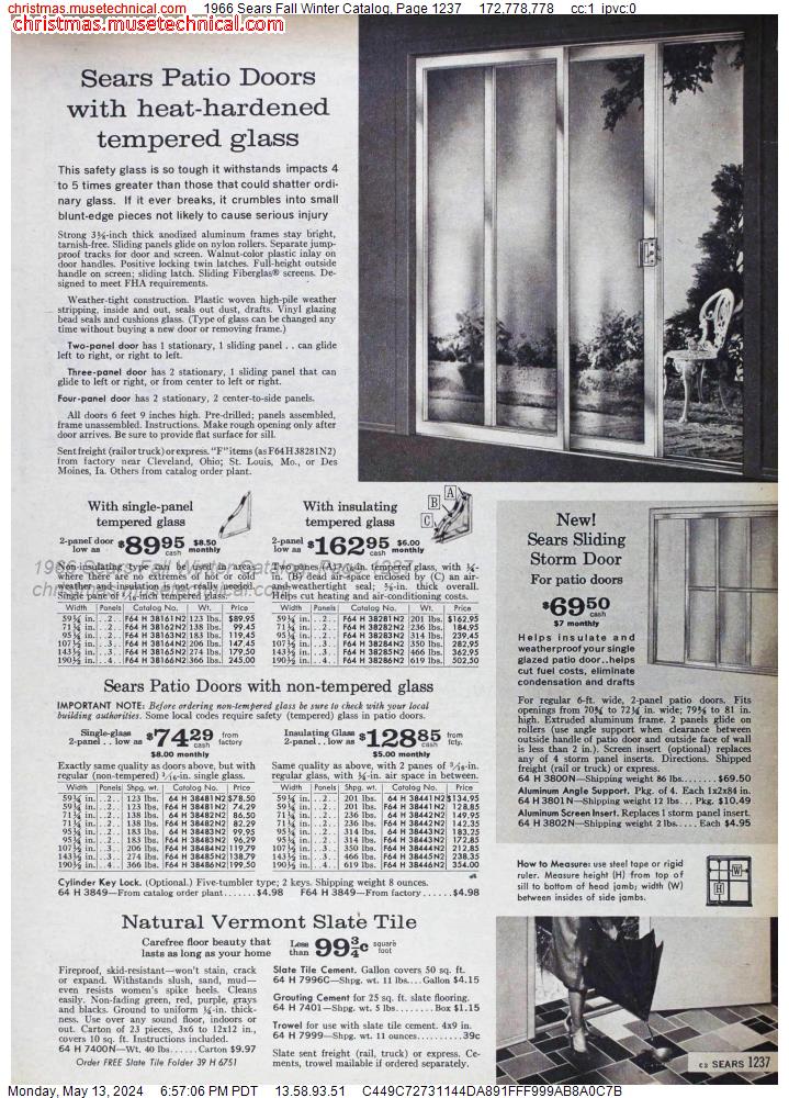 1966 Sears Fall Winter Catalog, Page 1237