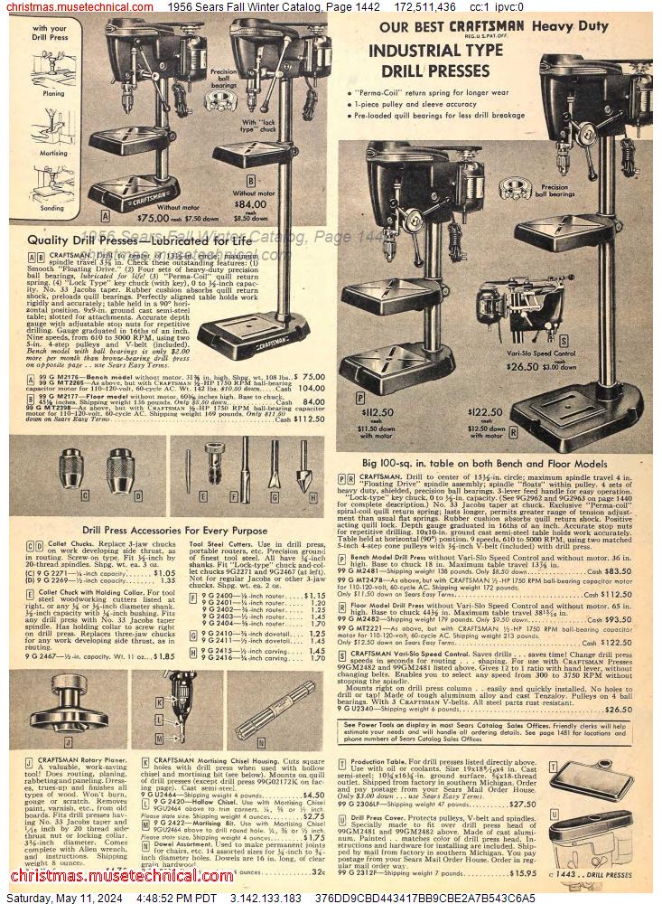 1956 Sears Fall Winter Catalog, Page 1442