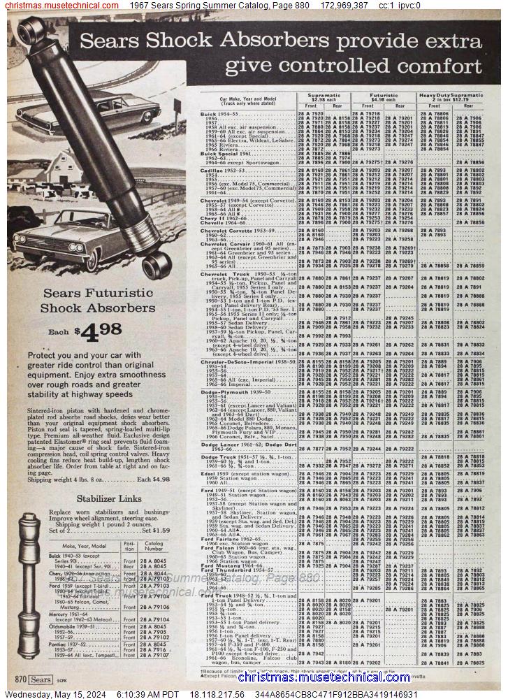 1967 Sears Spring Summer Catalog, Page 880