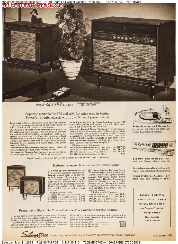 1959 Sears Fall Winter Catalog, Page 1079