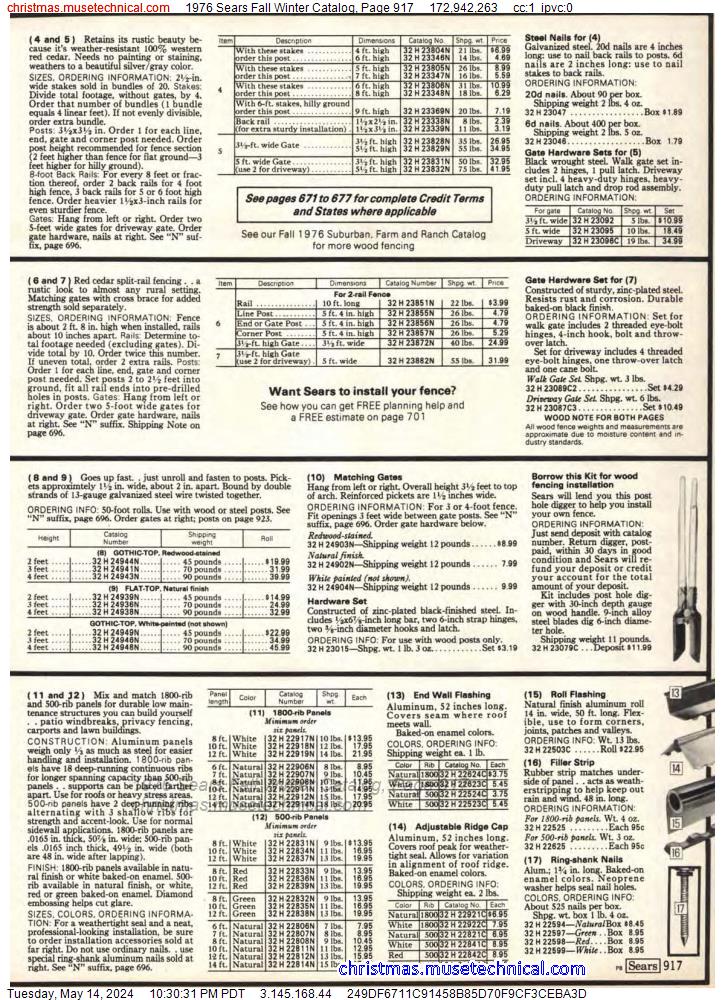 1976 Sears Fall Winter Catalog, Page 917
