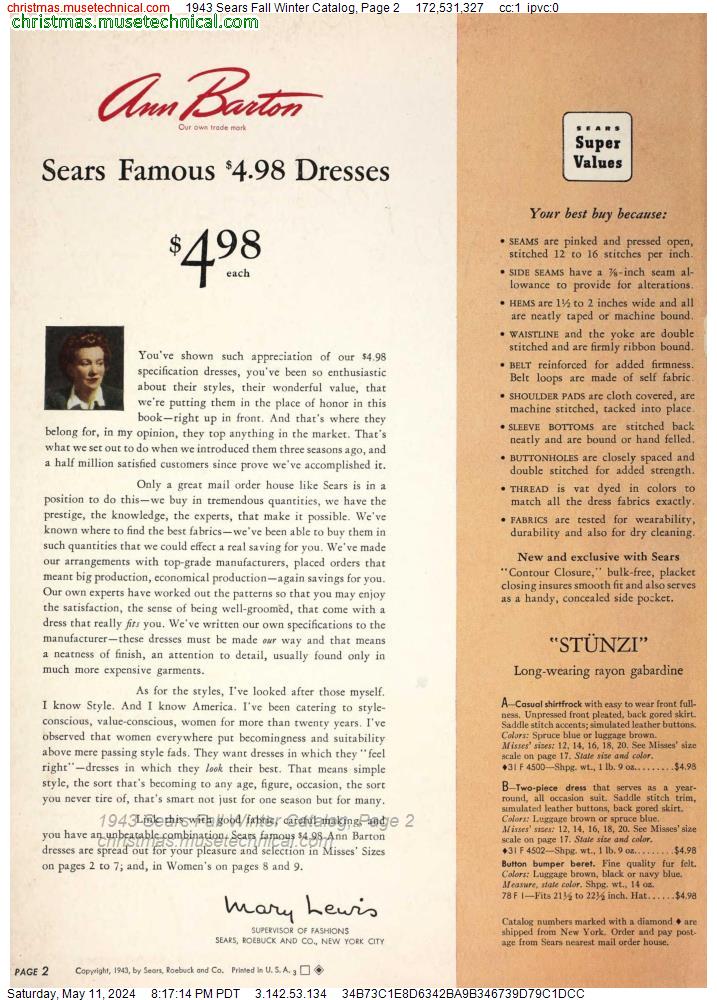 1943 Sears Fall Winter Catalog, Page 2