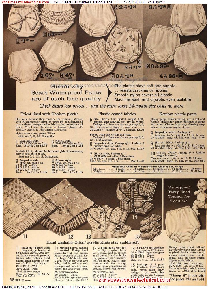 1963 Sears Fall Winter Catalog, Page 555