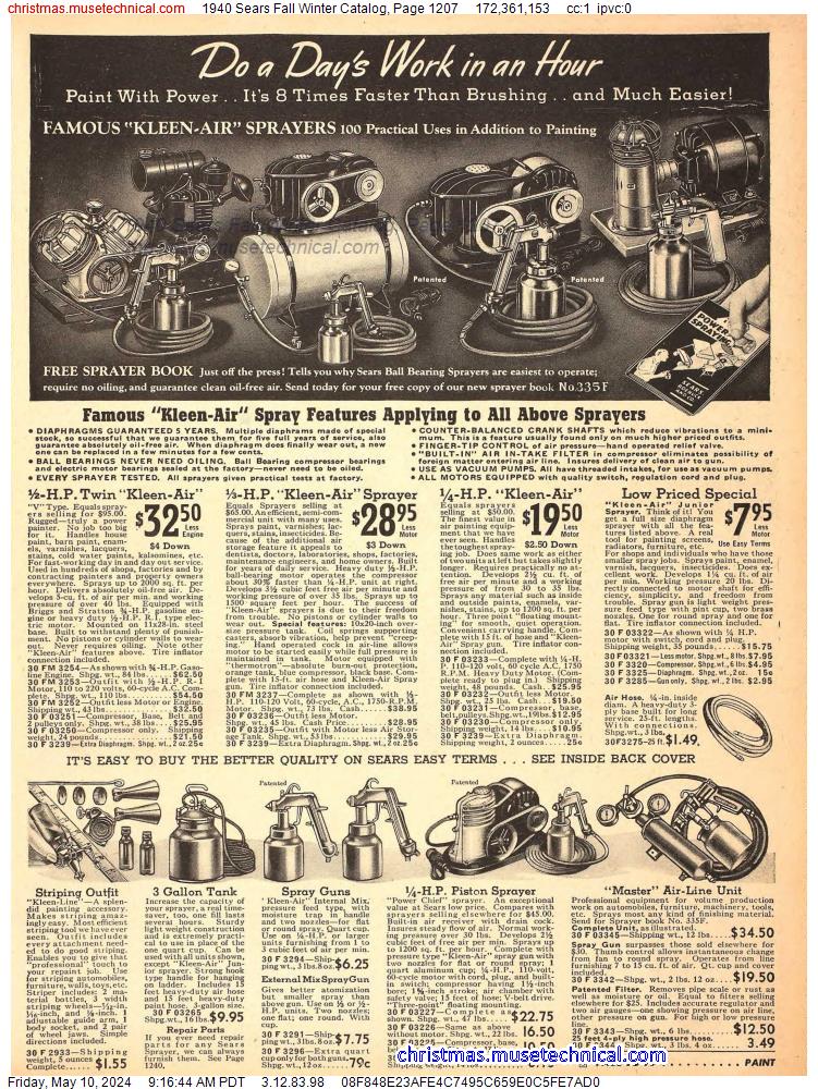 1940 Sears Fall Winter Catalog, Page 1207