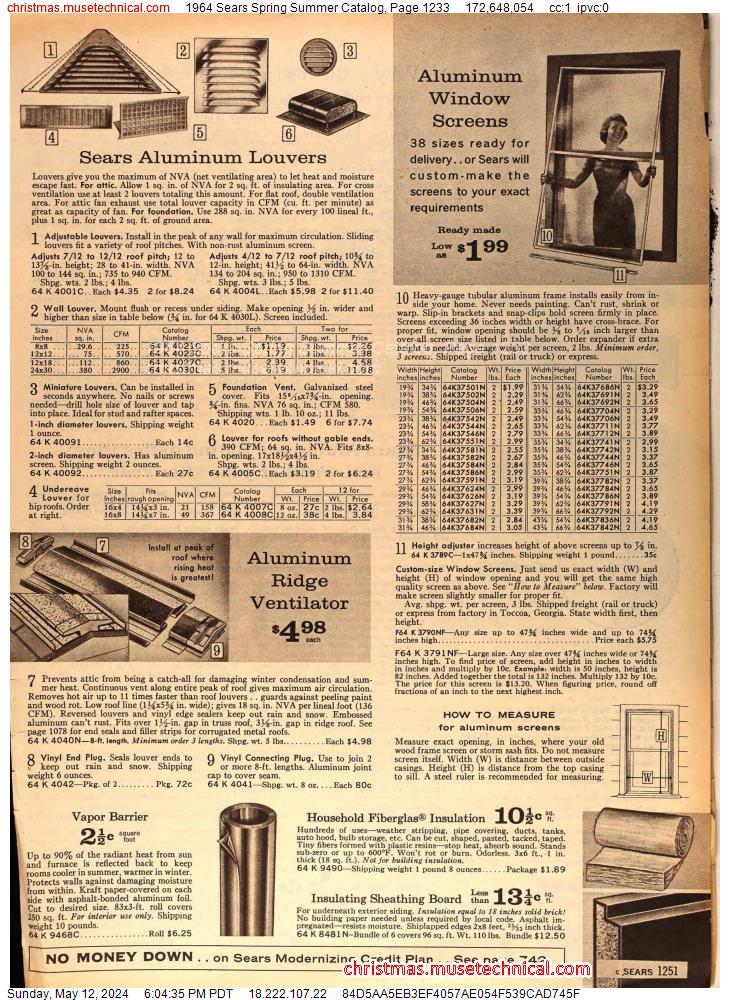 1964 Sears Spring Summer Catalog, Page 1233