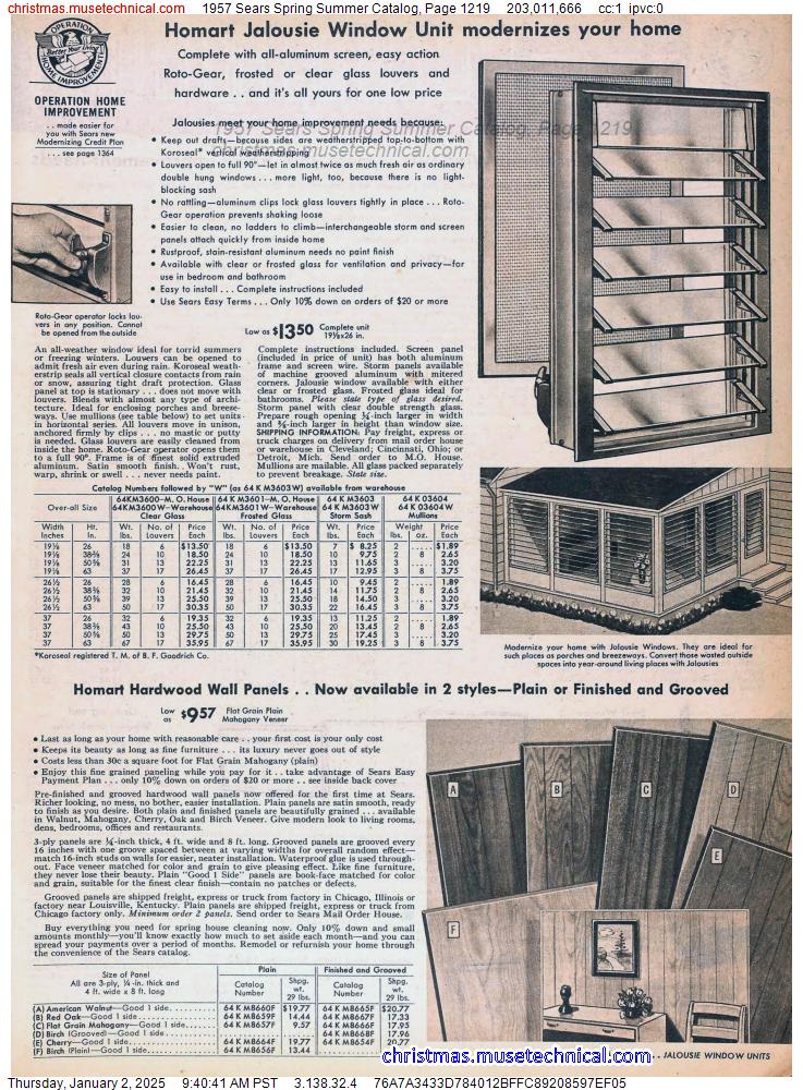 1957 Sears Spring Summer Catalog, Page 1219