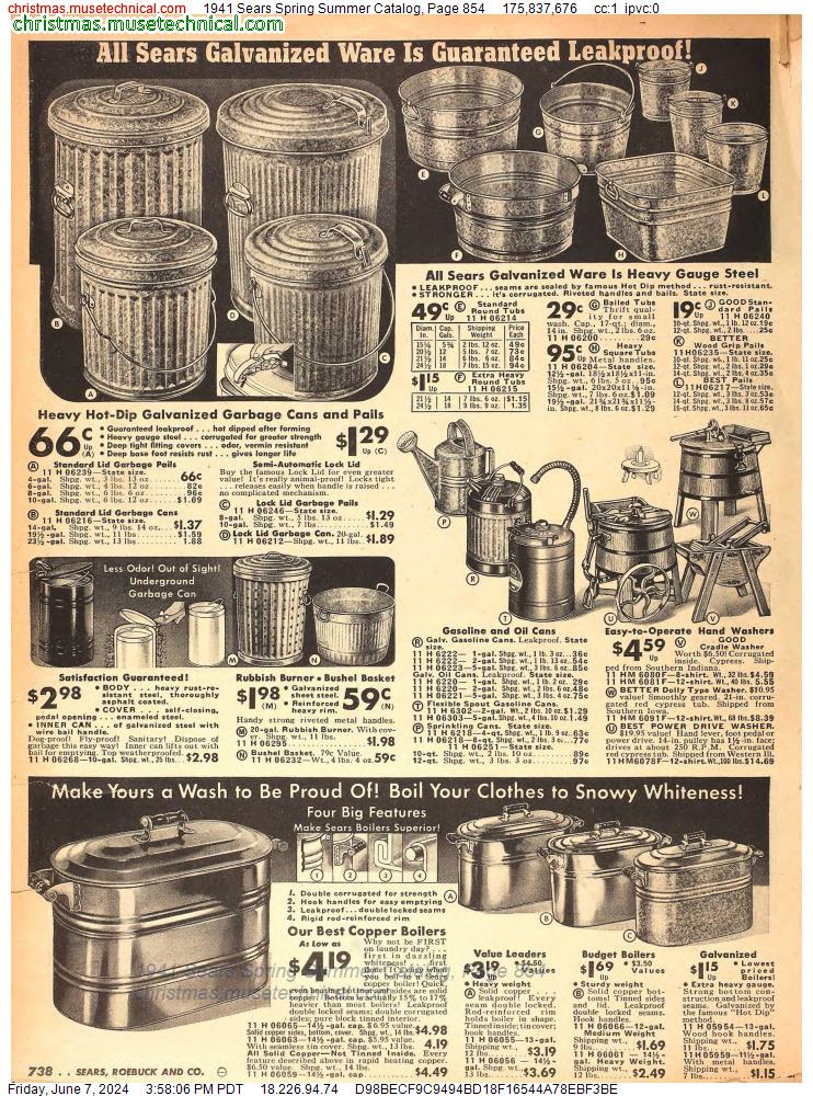1941 Sears Spring Summer Catalog, Page 854