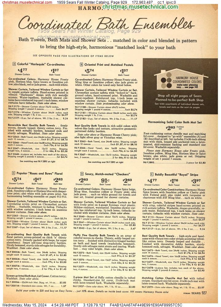 1959 Sears Fall Winter Catalog, Page 929
