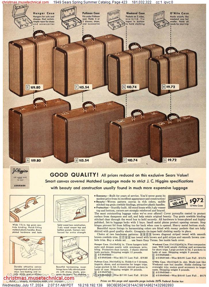 1949 Sears Spring Summer Catalog, Page 423