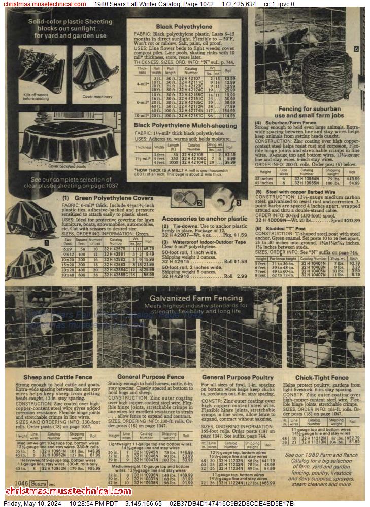 1980 Sears Fall Winter Catalog, Page 1042