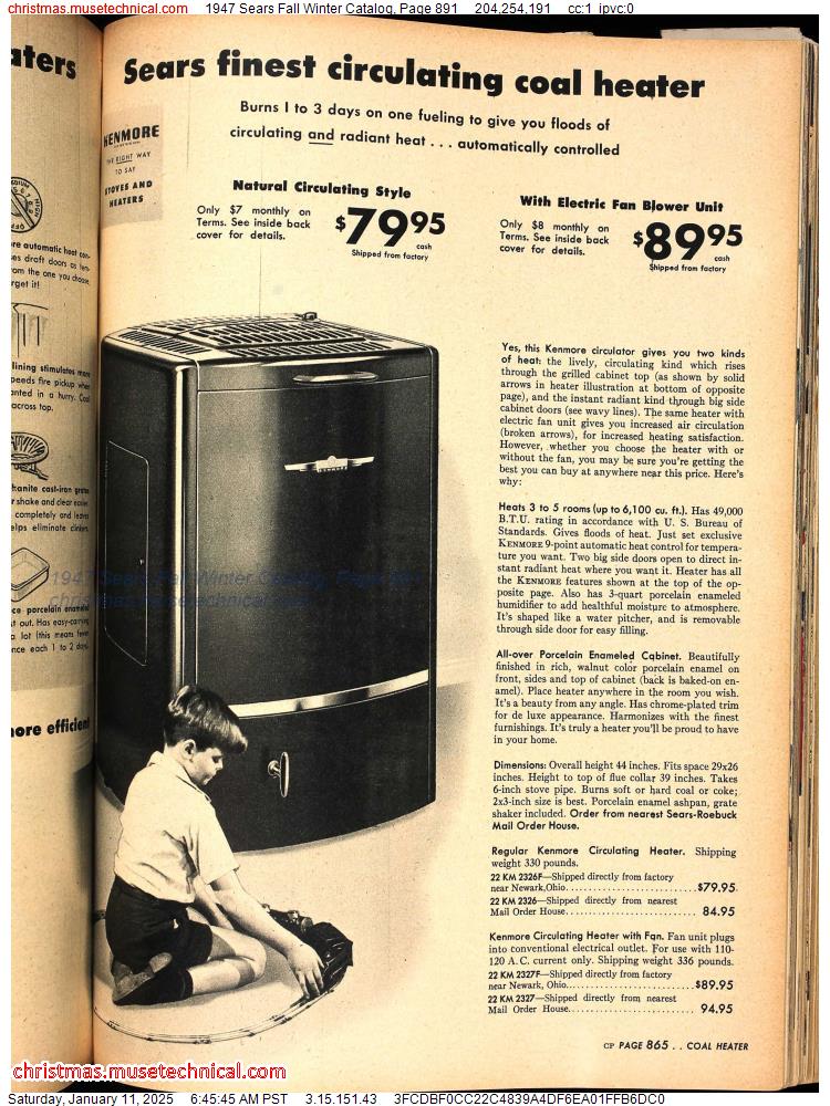 1947 Sears Fall Winter Catalog, Page 891