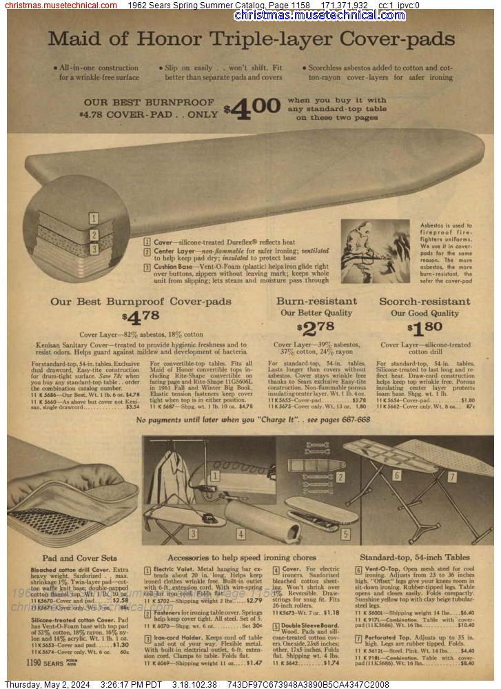 1962 Sears Spring Summer Catalog, Page 1158
