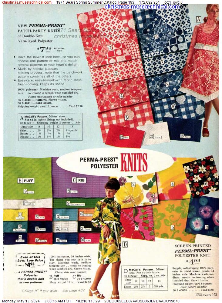 1971 Sears Spring Summer Catalog, Page 193