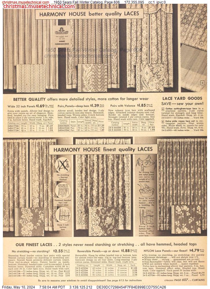 1950 Sears Fall Winter Catalog, Page 606