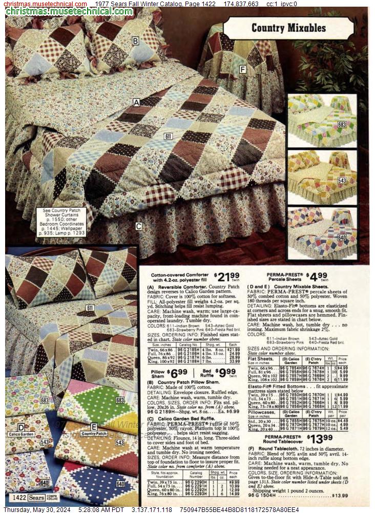 1977 Sears Fall Winter Catalog, Page 1422