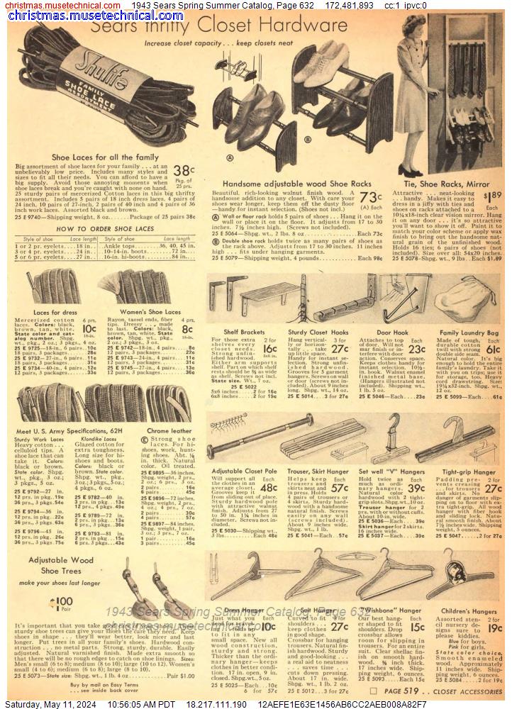 1943 Sears Spring Summer Catalog, Page 632
