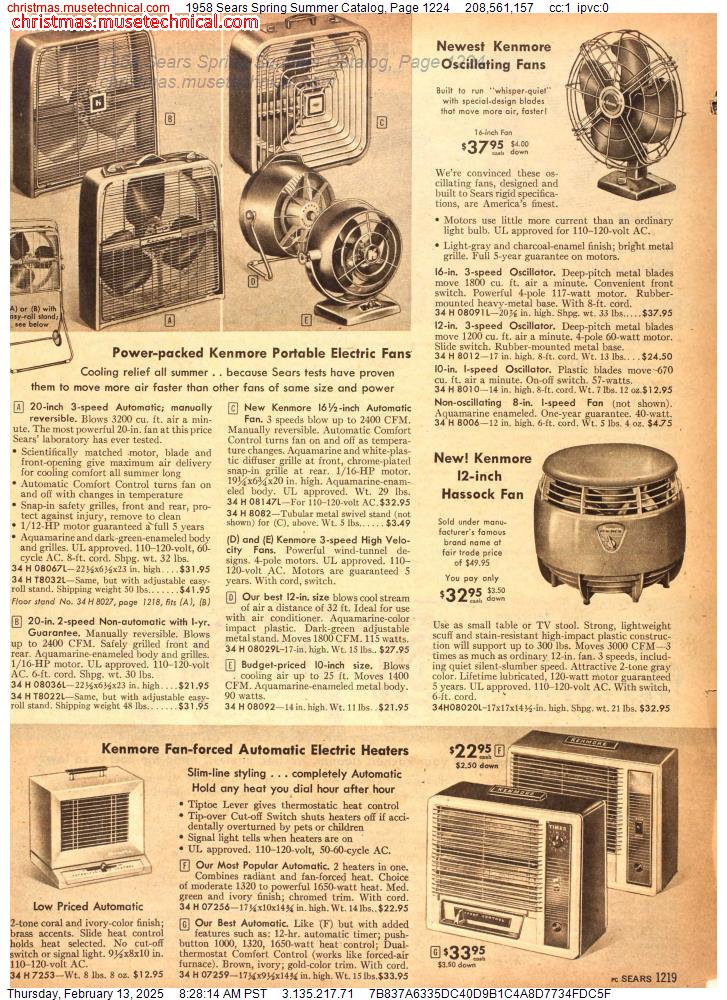 1958 Sears Spring Summer Catalog, Page 1224