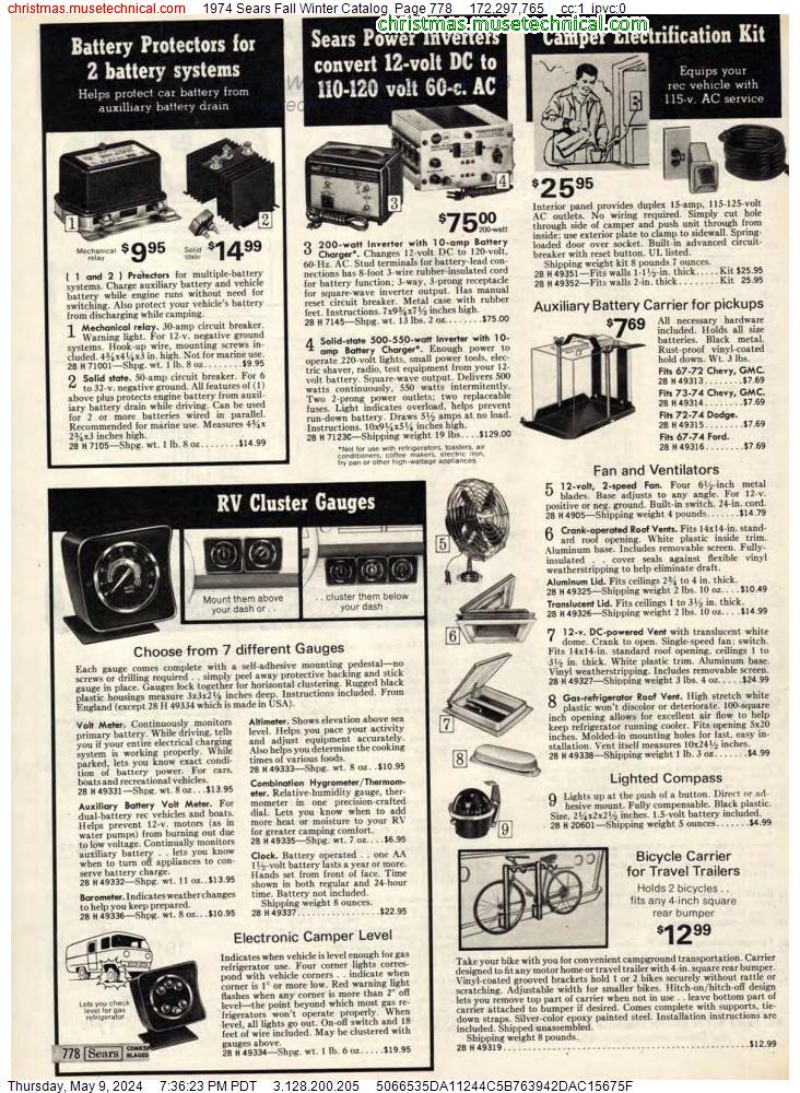 1974 Sears Fall Winter Catalog, Page 778
