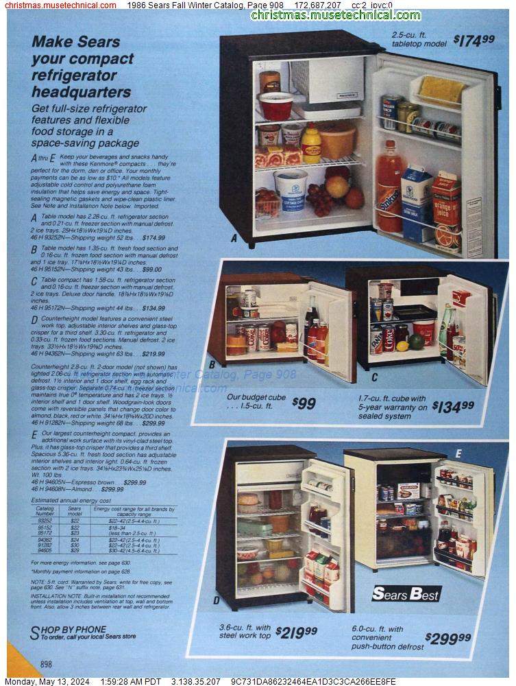 1986 Sears Fall Winter Catalog, Page 908