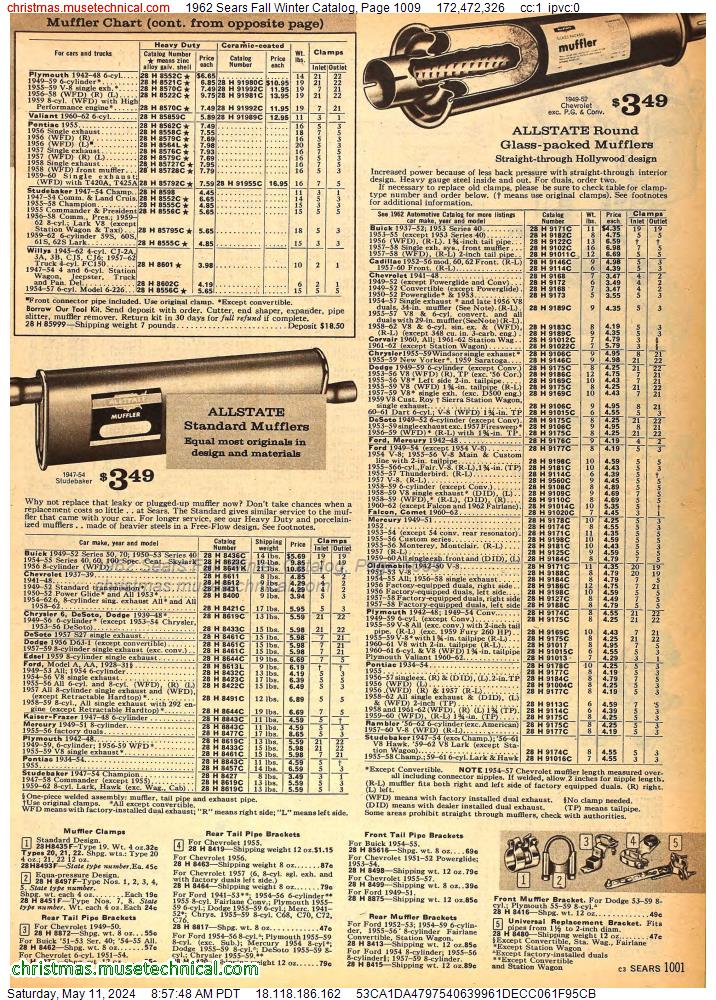 1962 Sears Fall Winter Catalog, Page 1009