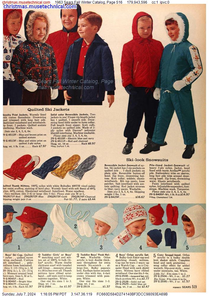 1963 Sears Fall Winter Catalog, Page 516
