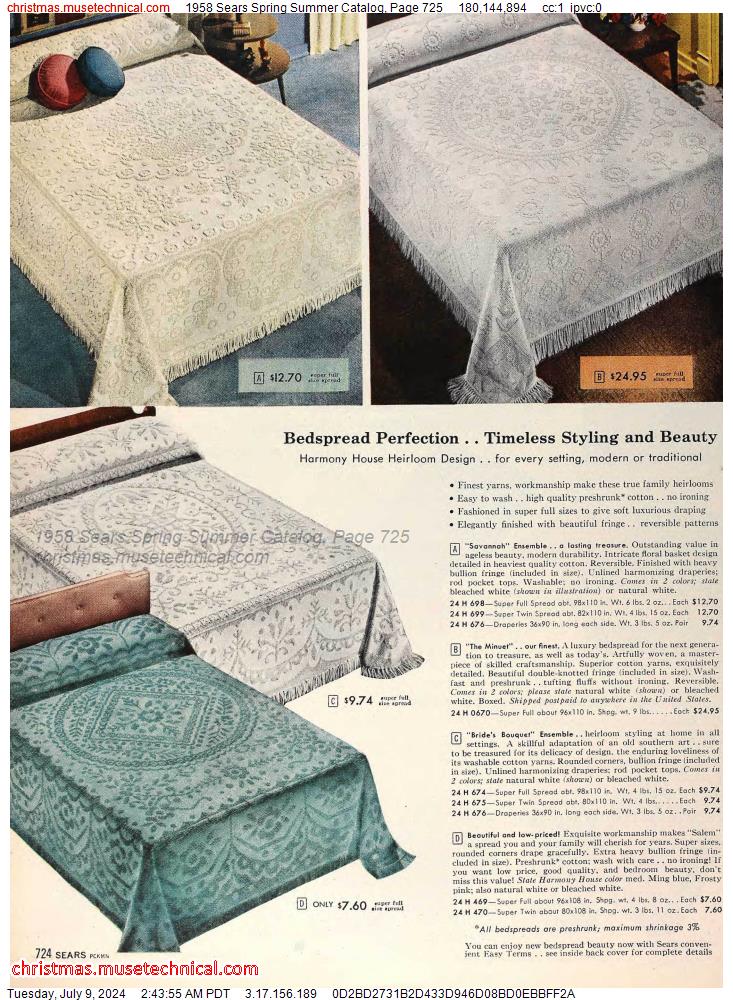 1958 Sears Spring Summer Catalog, Page 725