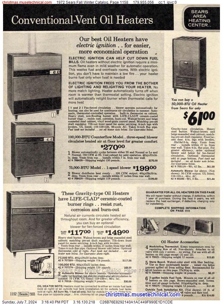 1972 Sears Fall Winter Catalog, Page 1158