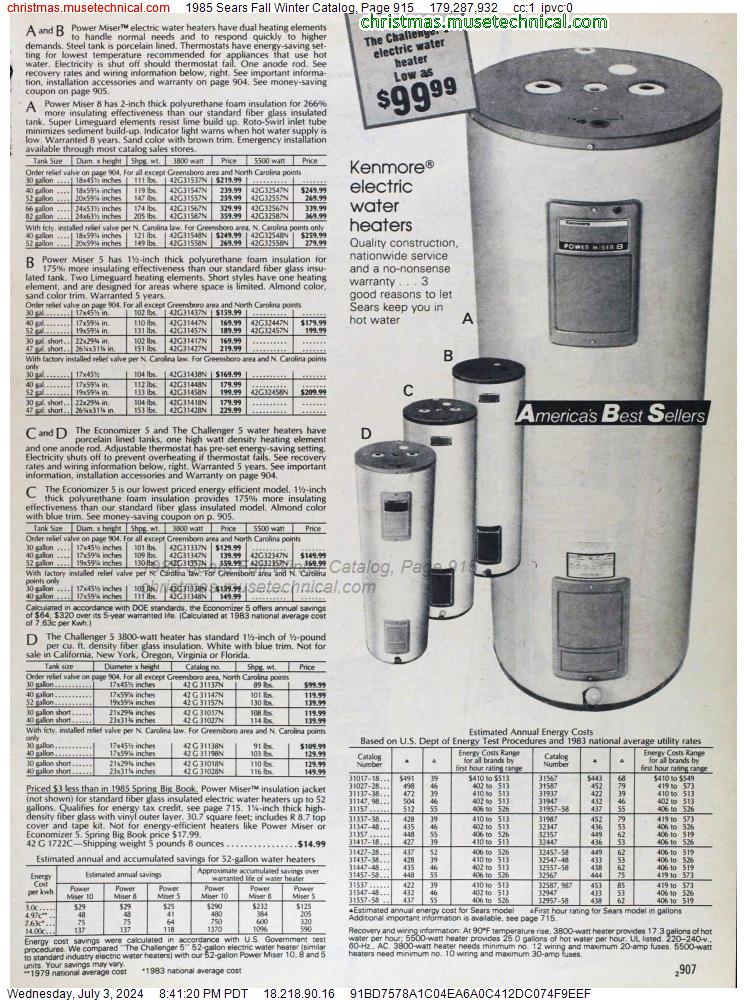 1985 Sears Fall Winter Catalog, Page 915