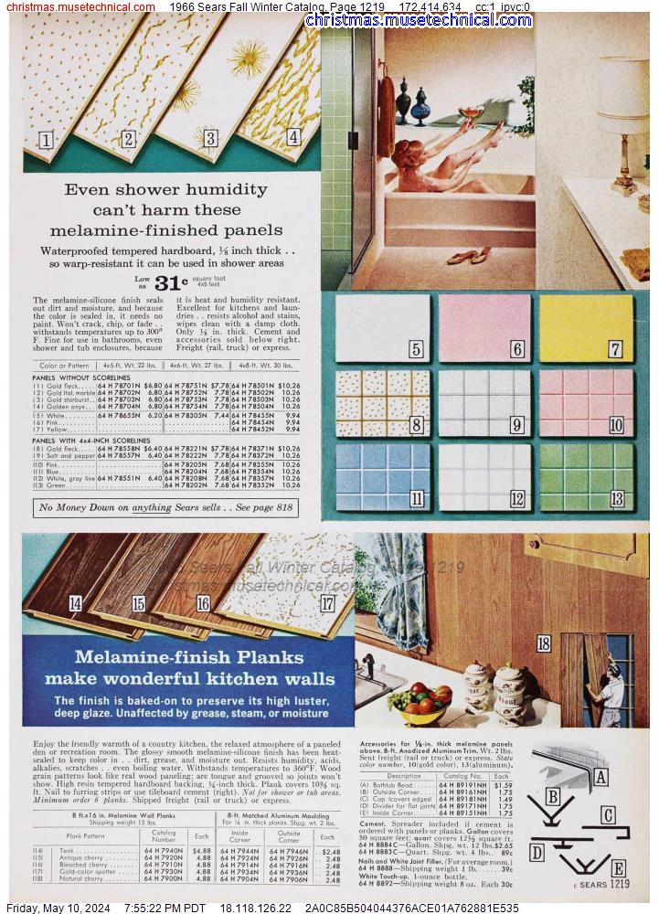 1966 Sears Fall Winter Catalog, Page 1219
