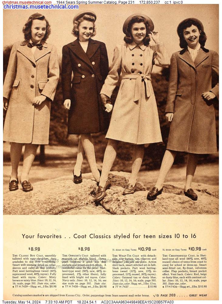1944 Sears Spring Summer Catalog, Page 231