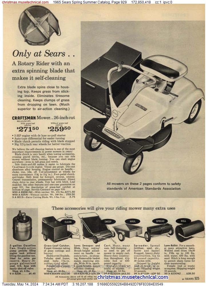 1965 Sears Spring Summer Catalog, Page 929