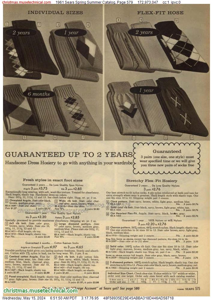 1961 Sears Spring Summer Catalog, Page 579