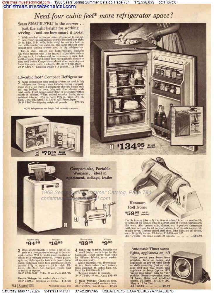 1968 Sears Spring Summer Catalog, Page 784